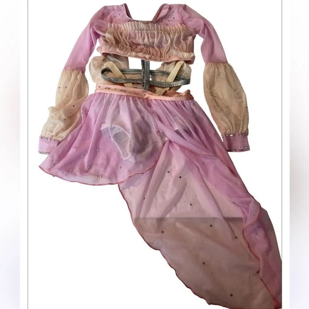 Custom solo dance costume victorian Renaissance princess stoned dress leotard 12